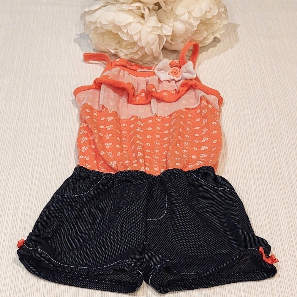 Little Lass Jean Shorts Romper 3T